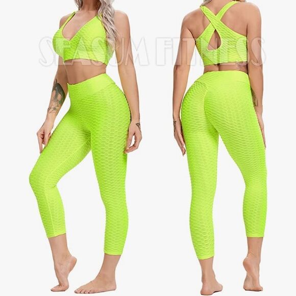 ⭐️HIGH Waisted Workout Butt Lifting Scrunch Booty Tummy Control Capri Leggings⭐️ - Picture 3 of 4